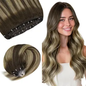 GOO GOO Micro Loop Beaded Weft Hair Extensions Human Hair, Beaded Sew In Weft Extensions Straight Human Hair for Scalp Friendly with Invisible and Natural Hair Look