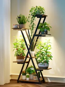 Plant Stand Indoor with Grow Lights: Large Multi-Tiered Metal Rack - Lighted Vertical Shelf with Timer for Flowers and Succulents storage  with  style