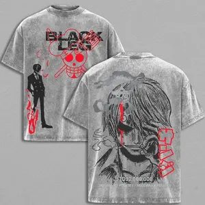 Sanji Vinsmoke T-Shirt – One Piece Vintage Washed Oversized Tee, Double Printed Heavy Cotton Unisex Anime Streetwear Gift for Fans 7X8