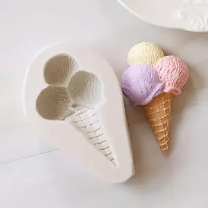 Silicone Mold for Cake Decoration - In The Shape of Trendy Ice Cream Cones - Perfect for Chocolate And Fondant Birthday Cake Toppers