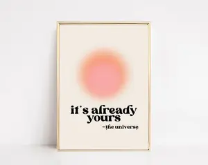 manifestation art print | retro print | affirmation wall art | 70s wall art | manifest poster | trendy decor | gradient | no frame