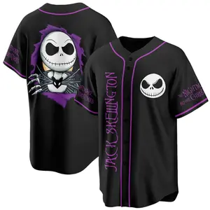 Jack Ske. llington Baseball Jersey – Nightmare Before Shirt, Gothic Halloween Apparel, Spooky Movie Fan Gift, Skeleton Jersey Shirt