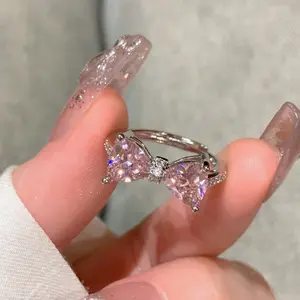 Elegant Bow Decor Ring for Women Girls, Sweet Teenage High-End Adjustable Open Design, Jewelry Accessory for Stylish