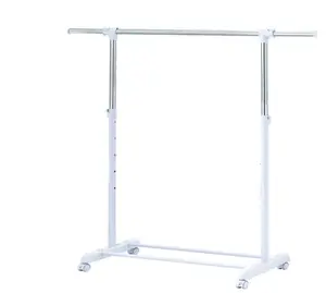 Mainstays Adjustable Metal Rolling Garment Clothes Rack, Chrome & White