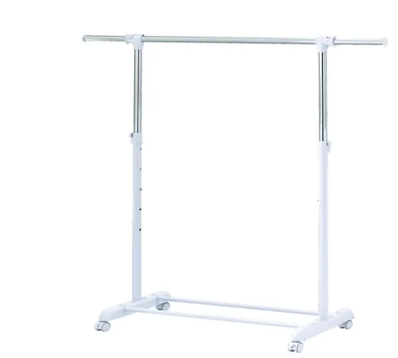 Mainstays Adjustable Metal Rolling Garment Clothes Rack, Chrome & White