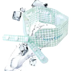 Neck Wide Ice Ring, Wearable Cooling Tube with Gel Ice Pack, Personal Air Conditioner for Heat Relief, Activities, Hot Summer - Freeze Below 64 ° F (Blue Mint)