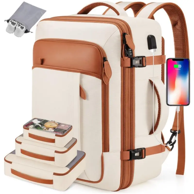 Miusse 42L Laptop Backpack XL, Carry-On Approved Bag for Men & Women, Waterproof Luggage with Packing Cubes, Shoe Pocket, Personal Item Size for Flights Does not apply