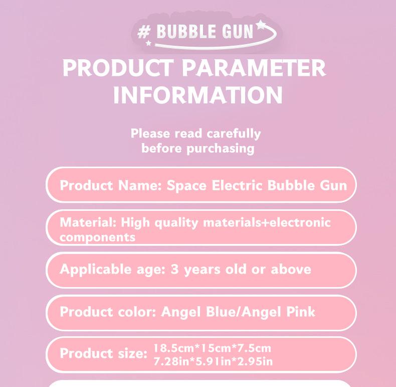 Space Bubble Gun Toy, Handheld Bubble Maker, Fun Outdoor Play Equipment for Kids, Durable Design for，Gift for boys and girls