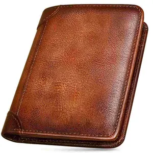 Vintage Top Grain Leather Blocking Wallet for Men – Handmade Minimalist Bifold Slim Wallet, Perfect Gift for Him