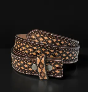 Tooled Western Flower Carved Leather Belt 100% Genuine Full Grain Cowhide Engraved Genuine Leather Cowboy Belt