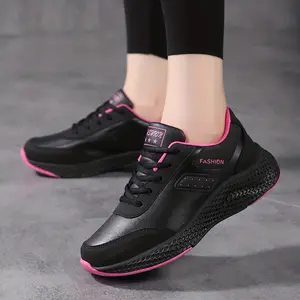 Water-Resistant Women's Running Shoes - Solid Color Low Top Sneakers with Microfiber Upper, Lace-Up Closure, Plain Toe, Fabric Inner & EVA Sole