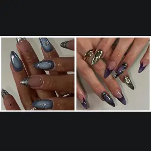 OMBRÉ 24 Pieces Medium Length Almond Shaped Press On Nails with Colorful French Tips, 3-D Design, ABS NAILS, Manicure