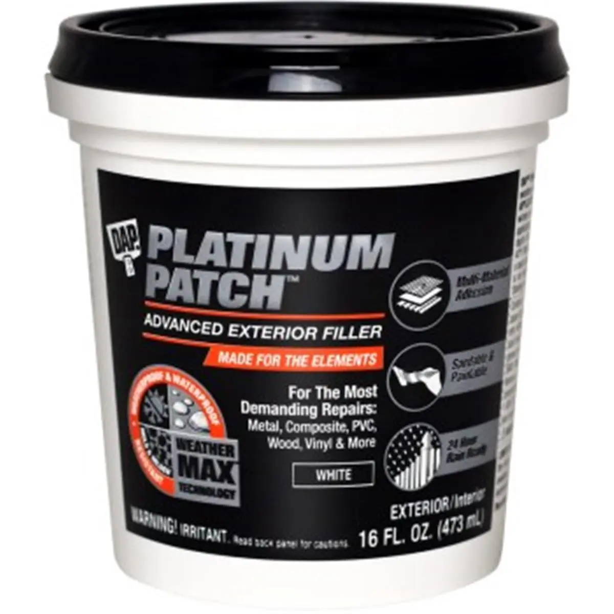 Dap Platinum Patch Filler - 16 oz Advanced Exterior Filler, Multi-Material Vinyl/Composite Repair Sealer, for Metal, Mold & Mildew & Algae Resistant, Water Resistant