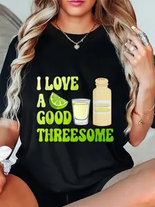 100% Cotton Unisex Salt Lime Tequila I Love Good-Three Party Bartender Bar Drink T-Shirt