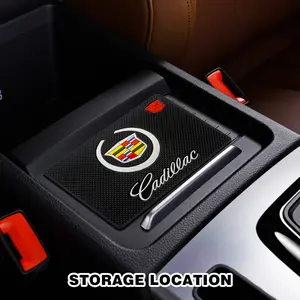 1pcs Cadillac Anti-Slip Mat, Badge Logo Design, Durable Washable, Soft Foldable, Fits Cadillac, Sturdy Phone Glasses Napkin Holder
