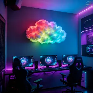 3D Cloud Lamp DIY with Colorful Lighting Effects, RGBIC Thunder Cloud, Rgb Atmosphere Lights, Suitable for Bedroom, Game Room, Party Fantasy Theme Holiday Decoration, Dynamic Changing Atmosphere LED Strip Night Light, USB Plug-in Wall/ Ceiling Mount