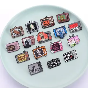 Creative Anime Movies TV Shows Halloween Metal Pins 16PCS Exquisite Gifts Perfect for Gifting Clothing Accessories Multifunctional Medals and Badges