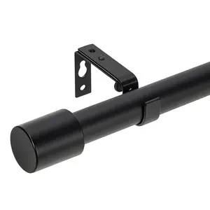 Extra Strong 1 Inch Black Curtain Rod for Large Windows - Heavy Duty Adjustable Curtain Rods 72 to 140 Inch Rod Set with Decorative Finials & Mounting Brackets - Bathroom, Kitchen, Bedroom