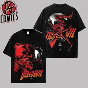 Daredevil The Man Without Fear Graphic Premium Washed T-Shirt (Made In US), Matt Murdock MCU Comic Graphic Tee, Super Hero MCU Universe Comics Book Fans Shirt, Comic Book Outfit, Gift For Hero Fans