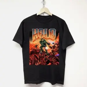 Halo Black Game T-Shirt Casual T-Shirt, Menswear Top Unisex T-shirt