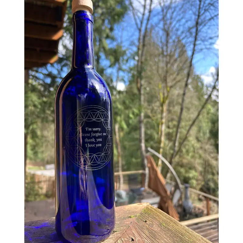 Solar Cobalt Glass Bottle - Ho'oponopono
