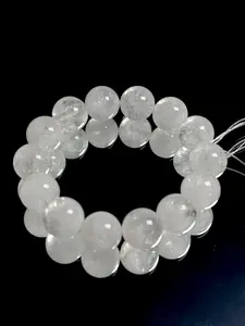 White Phantom Quartz Bracelet 14/15-16.6mm Elegant Crystal Design for Adults Versatile Fit Ideal for Casual & Formal Wear