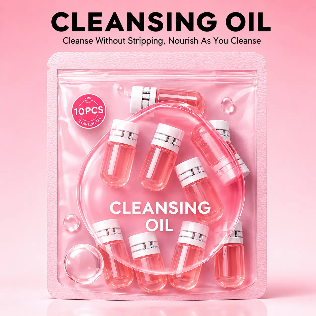 10pcs Disposable Cleansing Oil for Sensitive Skin, Hypoallergenic Facial Makeup Remover for Waterproof Cosmetics, Facial Cleansing Face Makeup Remover