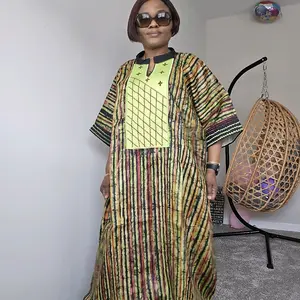 Aduni Adire Brocade Embroidered Kaftan Set (With Matching Scarf)