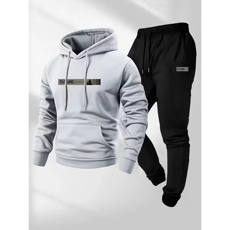 Light gray+black pants+