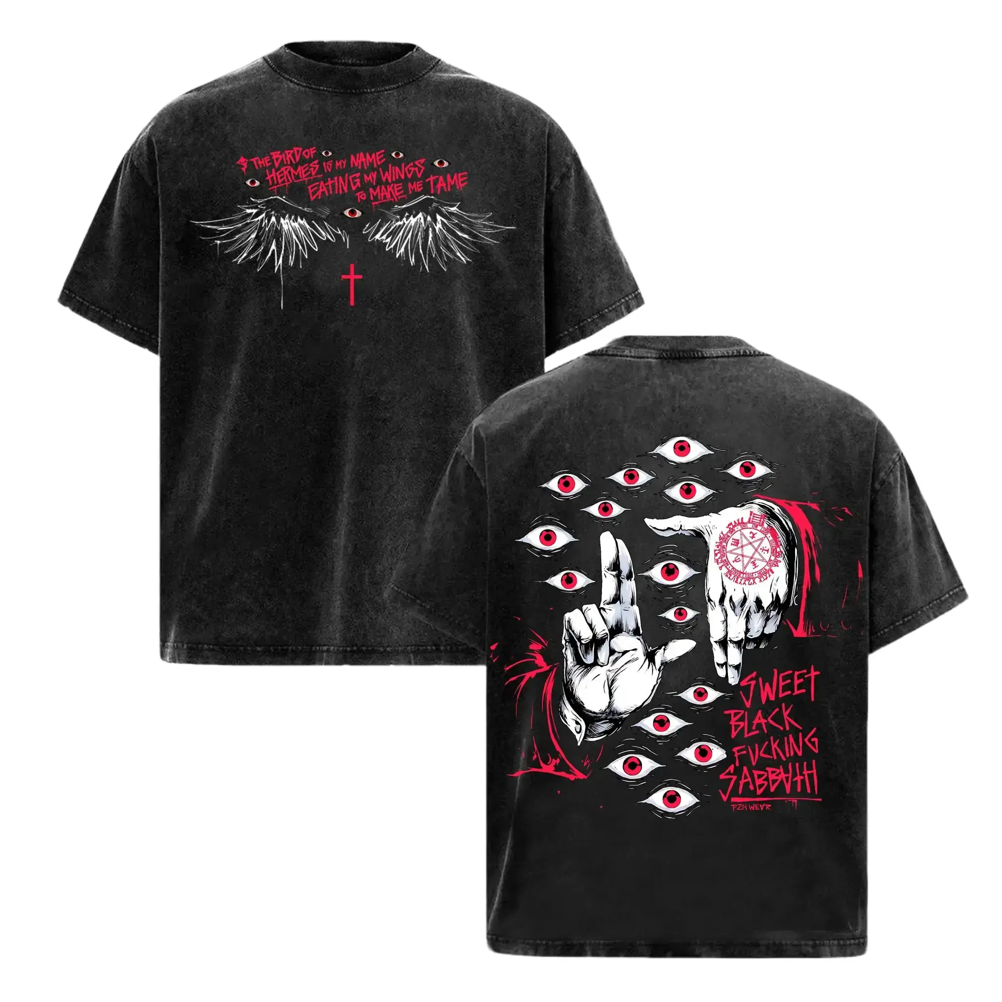 Men's Retro Graphic Tee - Hellsing Alucard Vampire Streetwear, Oversized Acid-Washed Menswear Top for Anime Lovers, Shortsleeve, Classic, Tshirt, Casual