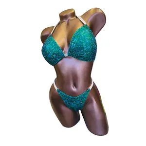 Emerald Metallic Competition Bikini | Top 36DD / Bottom S | Ready to Ship