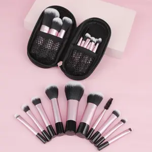Mini Makeup Brushes Set, 10pcs Portable Makeup Brushes with Storage Bag, Soft Brushes for Foundation, Powder, Concealers, Travel Essentials, Brush Kit