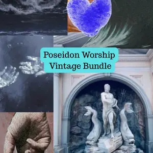Poseidon Worship Vintage Bundle, Vintage Witchcraft Tools, Hellenic Witch Devotion Bundle, Beginner Deity Work Kit, Vintage Sea Witch God Kit