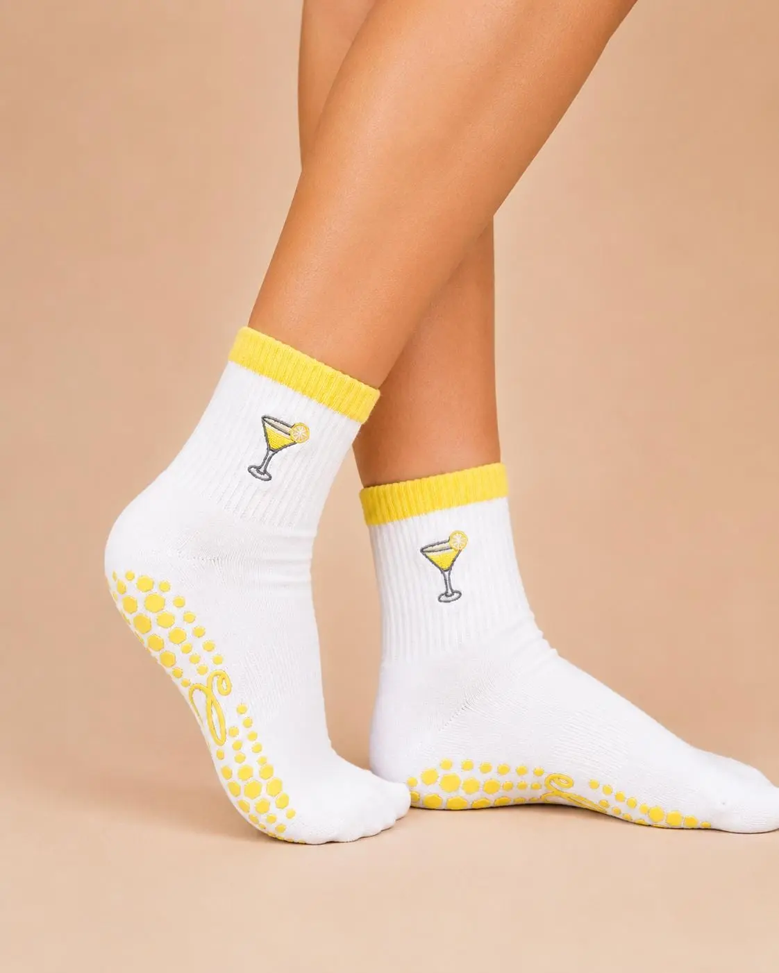 Elles Lemon Drop Martini Grip Sock