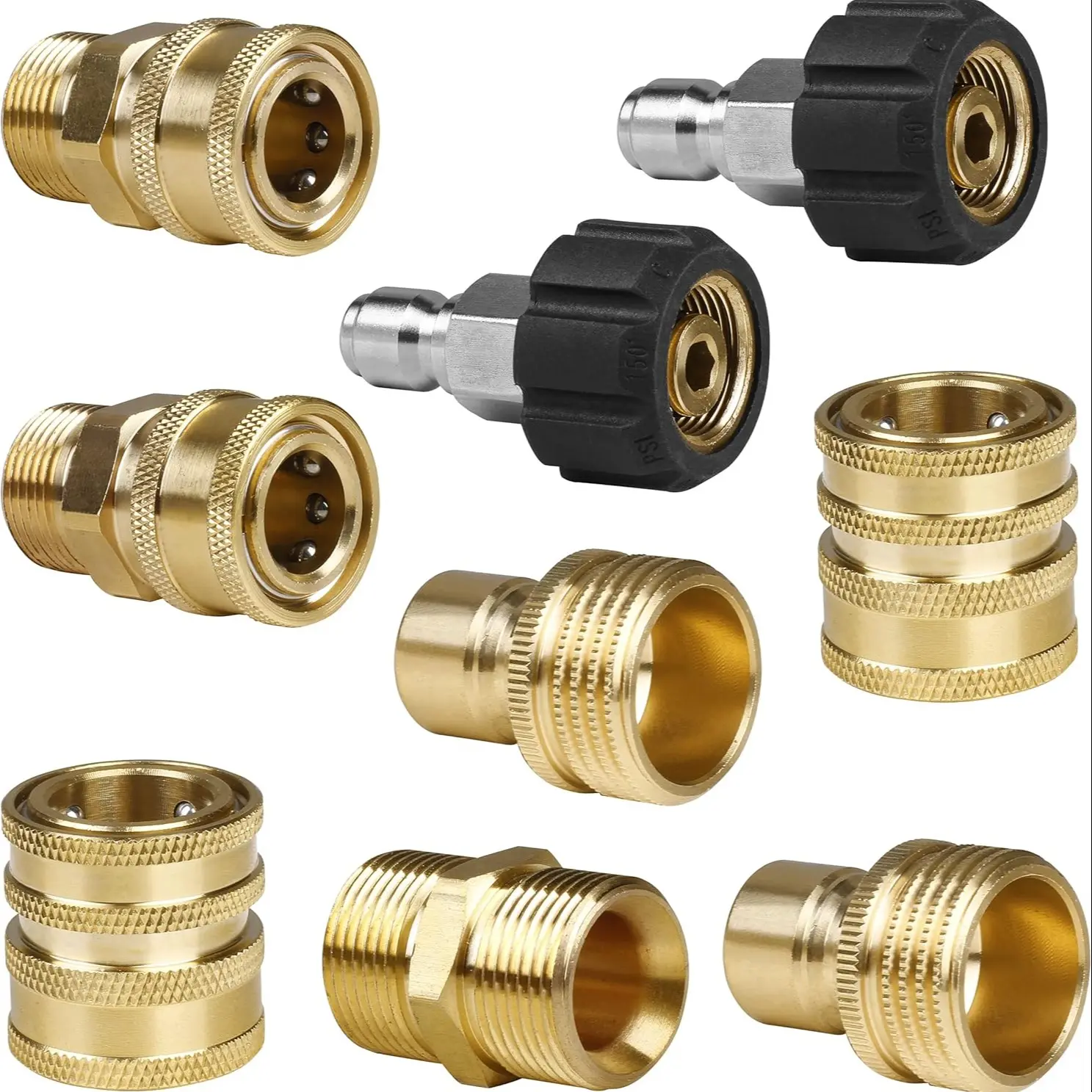 Pressure Washer Adapter Kit, Durable Quick Disconnect Set, M22 to 3/8-Inch Fast Connect, 3/4-Inch to Quick Release, Assorted Adapters