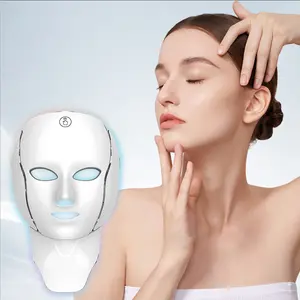Rechargeable LED Facial & Neck Mask, At-Home Light Therapy Skin Care Device with Multi-Mode Light Settings for Daily Self-Care Routine, Portable & Easy to Use
