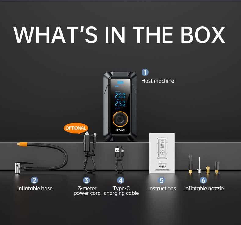 Multi-Functional Car Emergency Jump Starter Power Supply with Built-in Tire Inflation Pump, Portable Emergency Battery Power Bank for Vehicle Rescue