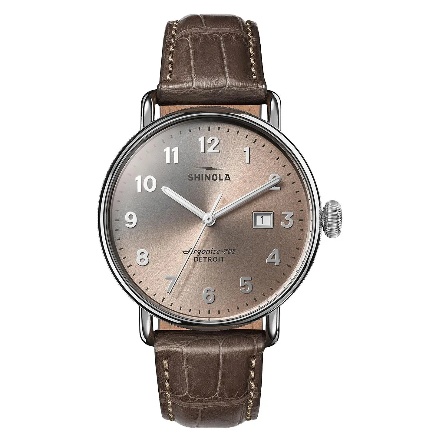 Shinola Canfield 38mm Watch in Gray Brown & Pink