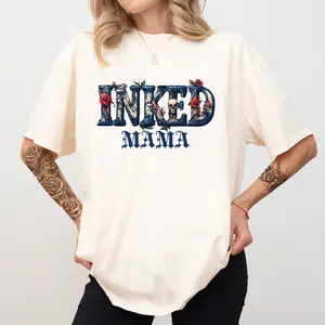 Gothic Inked Mama Comfort Colors Shirt, Tattooed Mama Clothing, Tatted Moms Club T-shirt, Gift For Tattooed Mom, Mother's Day Gifts