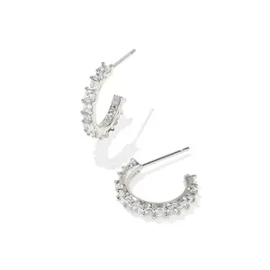 Kendra Scott Belle Cubic Zirconia Huggie Hoop Earrings - Silver/White