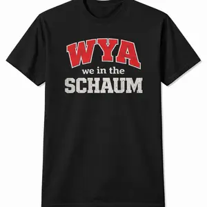 CadillacJerry 2nd Collection Wya The Schaum Menswear Top Black T-Shirt with Bold Red and White Lettering