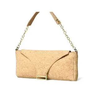 Sharo CK-100 Compact Size Natural Cork Ladies Handbag - Beige
