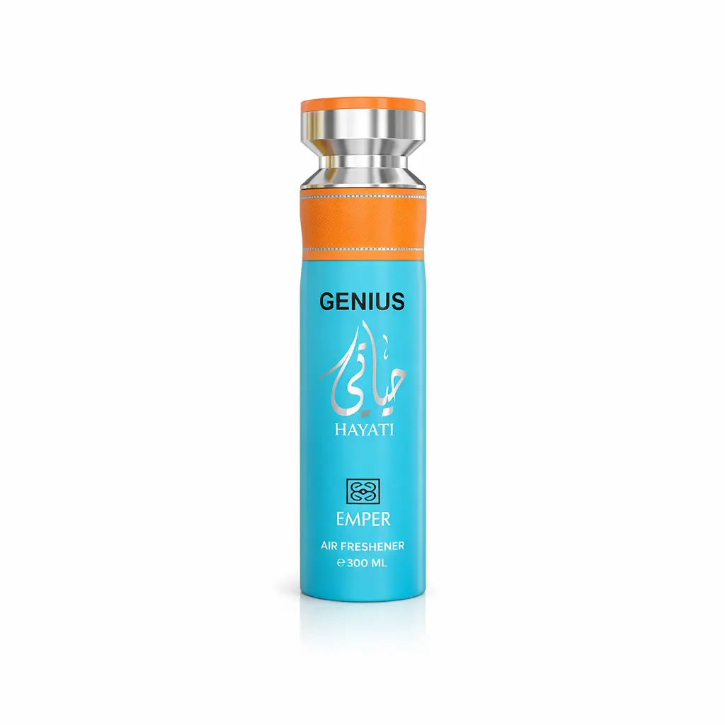 HAYATI 300ML – Dubai Imported Air Freshener | Mandarin Orange, Saffron & Sage | Caramel & Tonka Bean | Ambroxan, Vetiver & Cedar | Luxury Long‑Lasting Home Spray