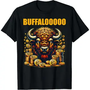 Casual Round Neck Shortsleeve Fashion Cotton Graphic Tees Streetwear Lucky Buffalo Casino Slot Machine BUFFALOOOOO Gambling a T-Shirt