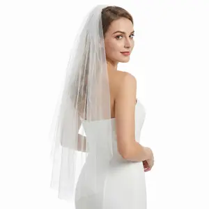 WYMLAMNZ Ivory Swiss Tulle Wedding Veil with Comb - 1 Tier Bridal Veil, 4 Lengths (27.6", 39.4", 90.6", 118") - Soft Sheer 1 Layer