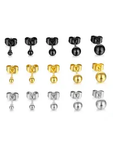 10pcs/lot Solid Round Ball Earring Stud Post Fit Stainless Steel Hypoallergenic Bead Earring Jewelry 2/3/4/5/6mm Stainless Steel Earrings Ear Studs