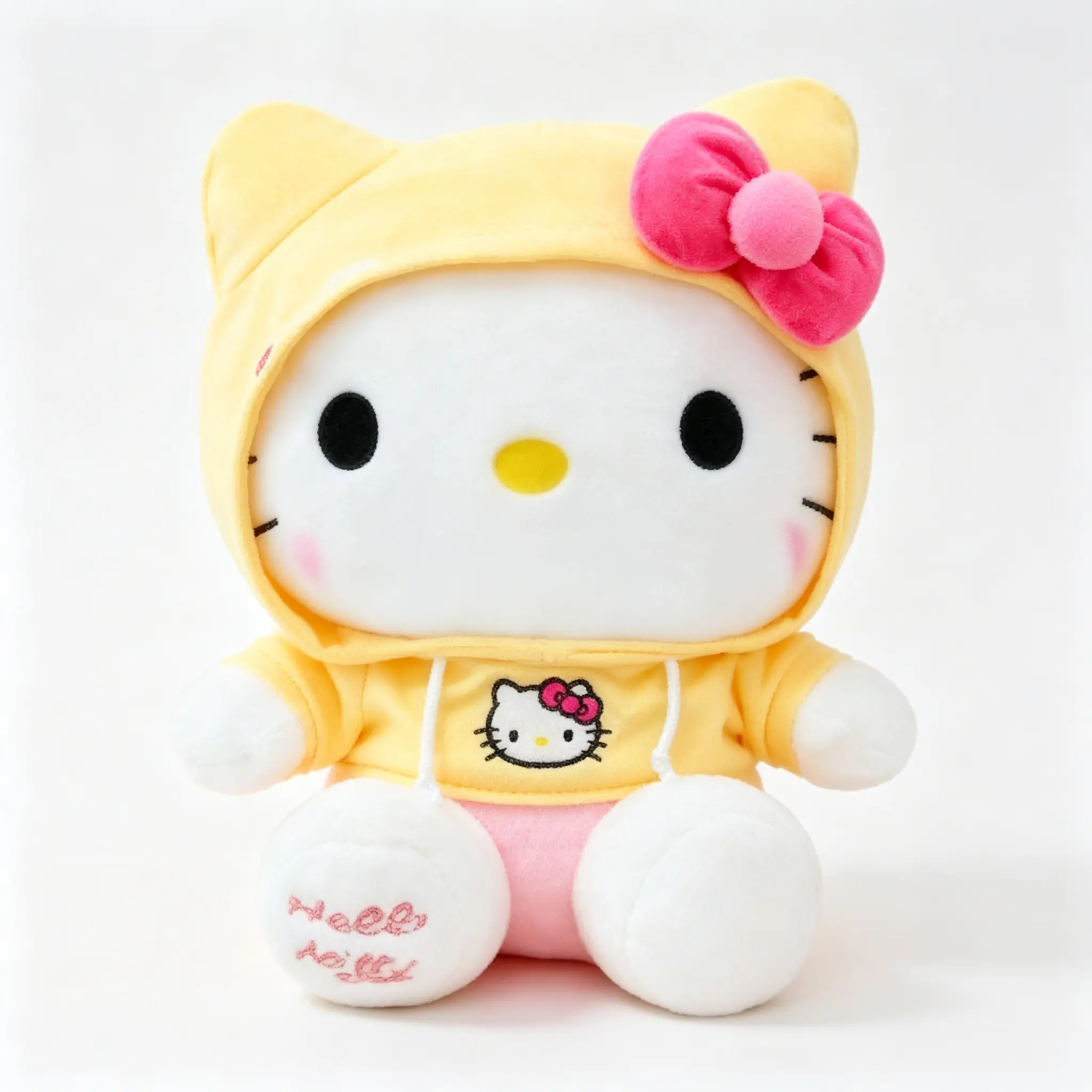 Hello Kitty 11.8‑inch Yellow Hoodie Plush Toy, Cute Stuffed Animal Soft Plush Doll Collectible Home Decor Gift for Kids Girls Fans