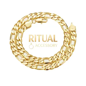 14K Gold Plated 3:1 NK Figaro Chain Necklace, 2mm-10mm Width, 20/24 Inch Length, Waterproof Anti-Tarnish, Hypoallergenic Cuban Link Style Jewelry, Perfect Gift for Him Her,  Ideal Mother's Day Birthday Gift