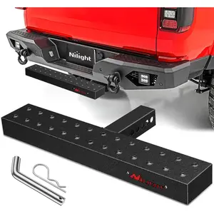 Nilight Hitch Step with 2" Hitch Receiver Rear Bumper Guard Protector 23.5 Inch with 5/8" Hitch Pin Clip Upgraded Textured Black Anti Slip Hitch Step Bar for Pickup Truck Car SUV