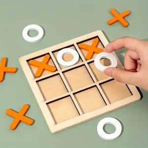 Wooden XO Well Chess Toy (1 set), Parent Child Interactive Nine Palace Grid Chess, Family Board Game, Enhance Focus by Watching Chessboard Repeatedly, Children's Puzzle Logic Thinking Training, Two Person Interactive Desktop Game, Family Tabletop Games